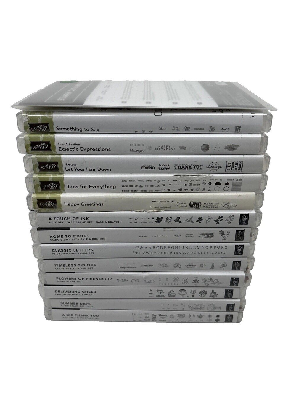 Stampin Up! Lot Of 14 Stamp Sets 1 Die Lot Clear Mount Rubber Stamps Crafting